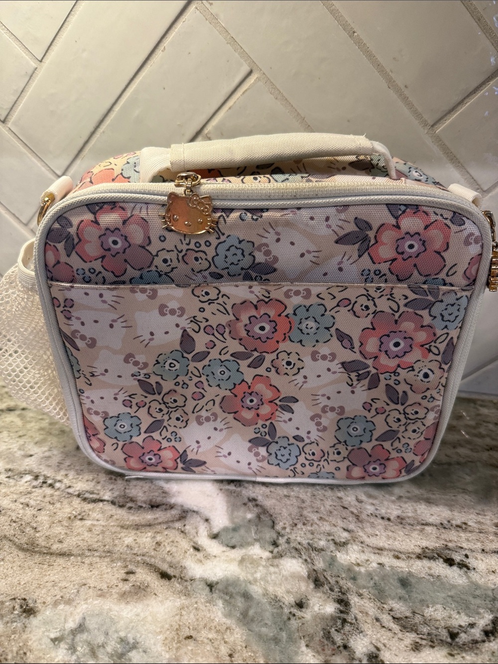 Pottery Barn Teen Floral Cosmetic Bag in Pink and Blue